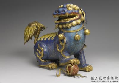 图片[2]-Pair of copper lions in cloisonne enamels, Qing dynasty (1644-1911)-China Archive